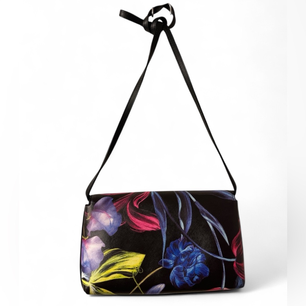 Ted Baker Floral Print Crossbody Bag in Black, Pink, Blue, Yellow - Picture 3 of 7